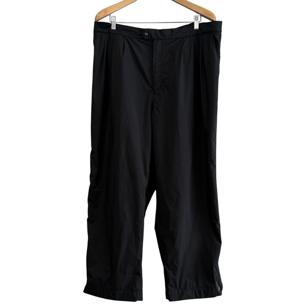 Golf Rain Black Water Resistant Pants FootJoy DryJoys Men XXL Snap Hem